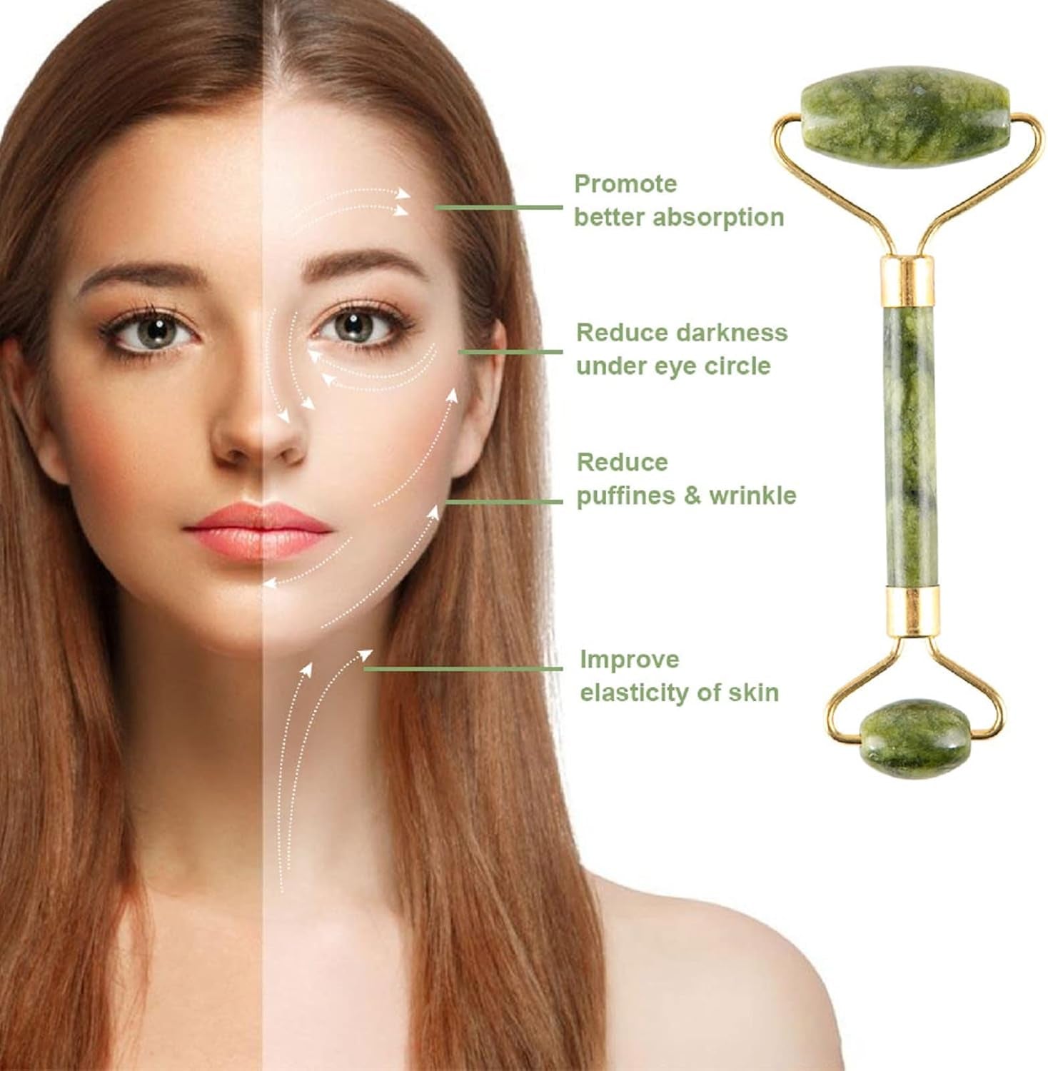 Revitalize Your Skin with the Jade Roller & Gua Sha Set - 5 in 1 Facial Massager Tools for Ultimate Face Sculpting and Skin Care