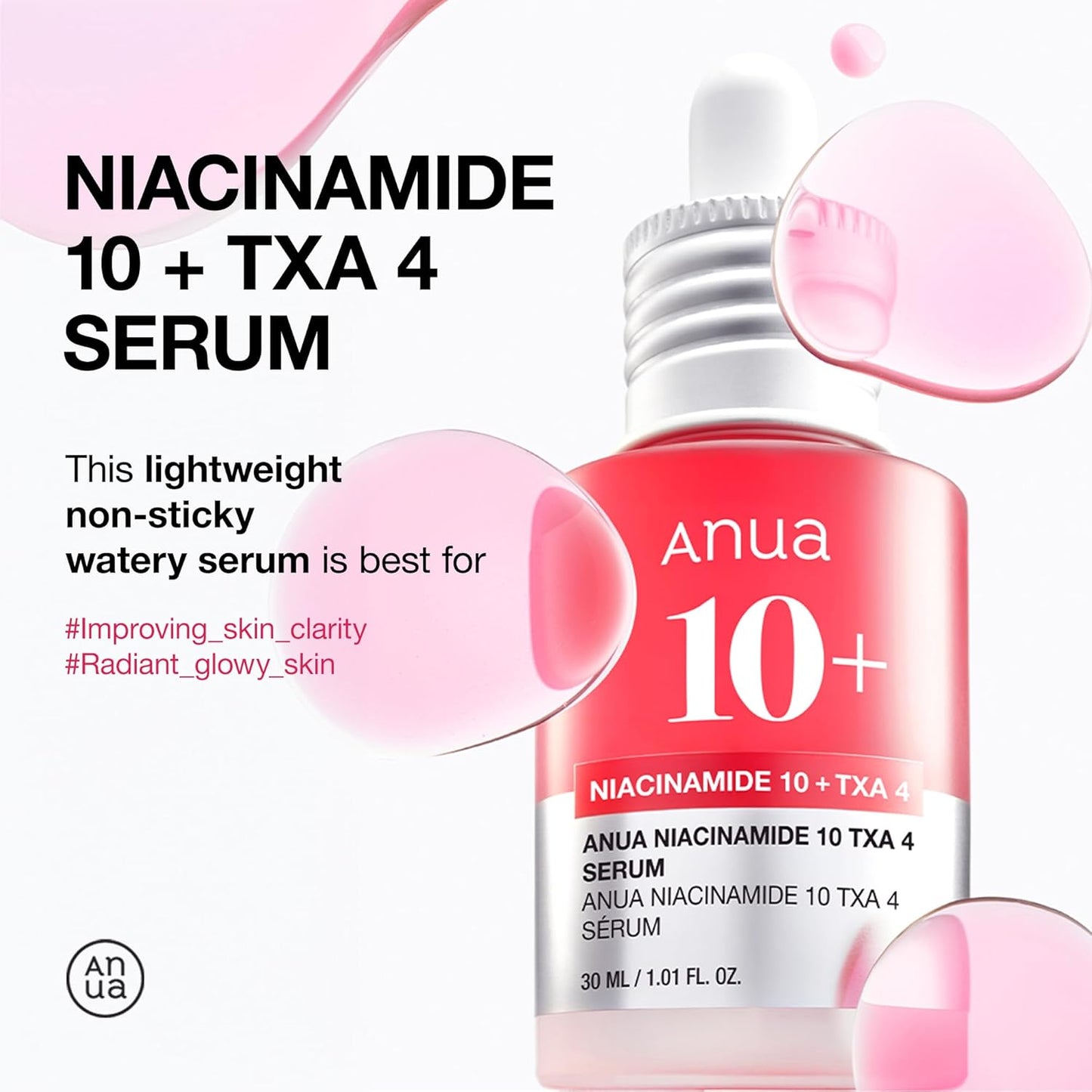 Niacinamide 10 + TXA 4 Serum, Hyaluronic Acid, Tranexamic Acid, Facial Serum for Glassskin, Glow Back Serum, Dark Spot Care, Postnatal Skincare, Korean Skincare (30Ml/1.01 Fl.Oz)
