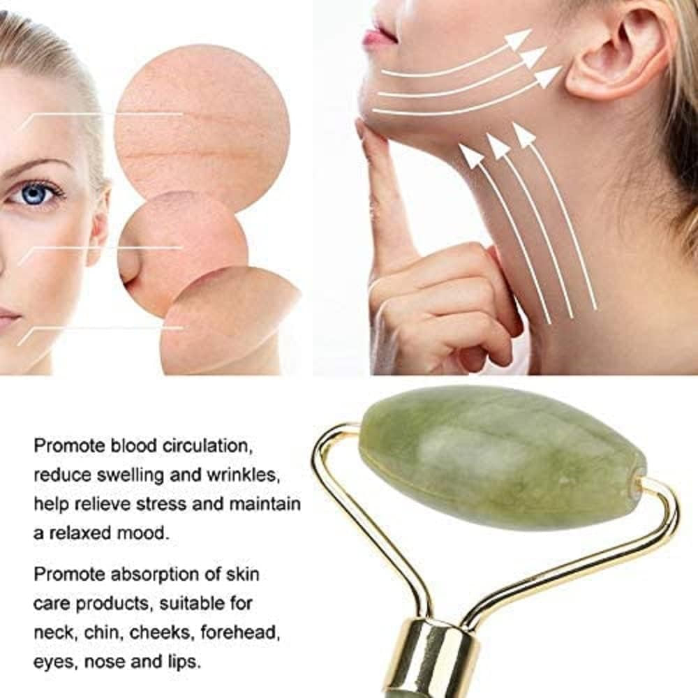 Revitalize Your Skin with the Jade Roller & Gua Sha Set - 5 in 1 Facial Massager Tools for Ultimate Face Sculpting and Skin Care