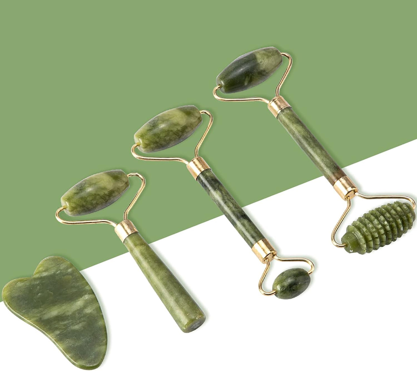 Revitalize Your Skin with the Jade Roller & Gua Sha Set - 5 in 1 Facial Massager Tools for Ultimate Face Sculpting and Skin Care