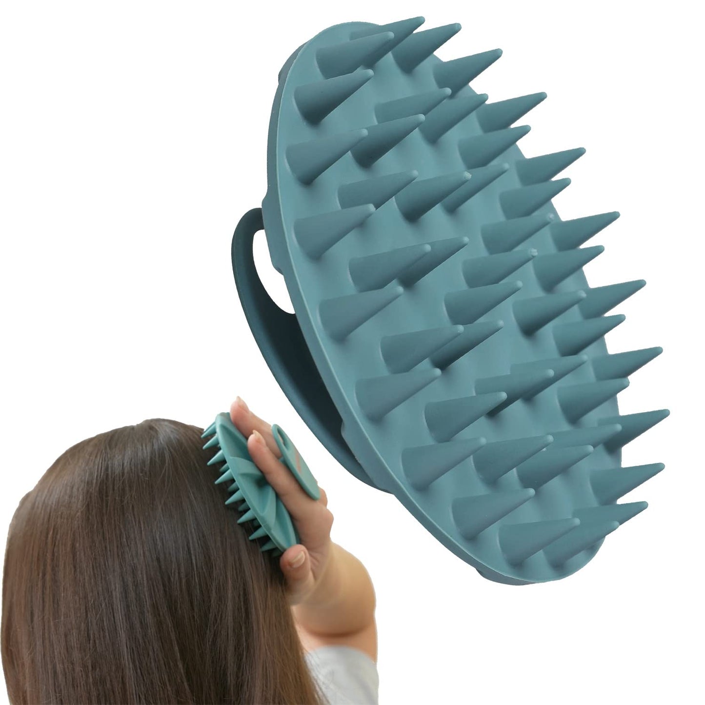 Revitalize Your Scalp with Our Dark Green Scalp Massager Shampoo Brush - Perfect for Hair Growth and Dandruff Relief