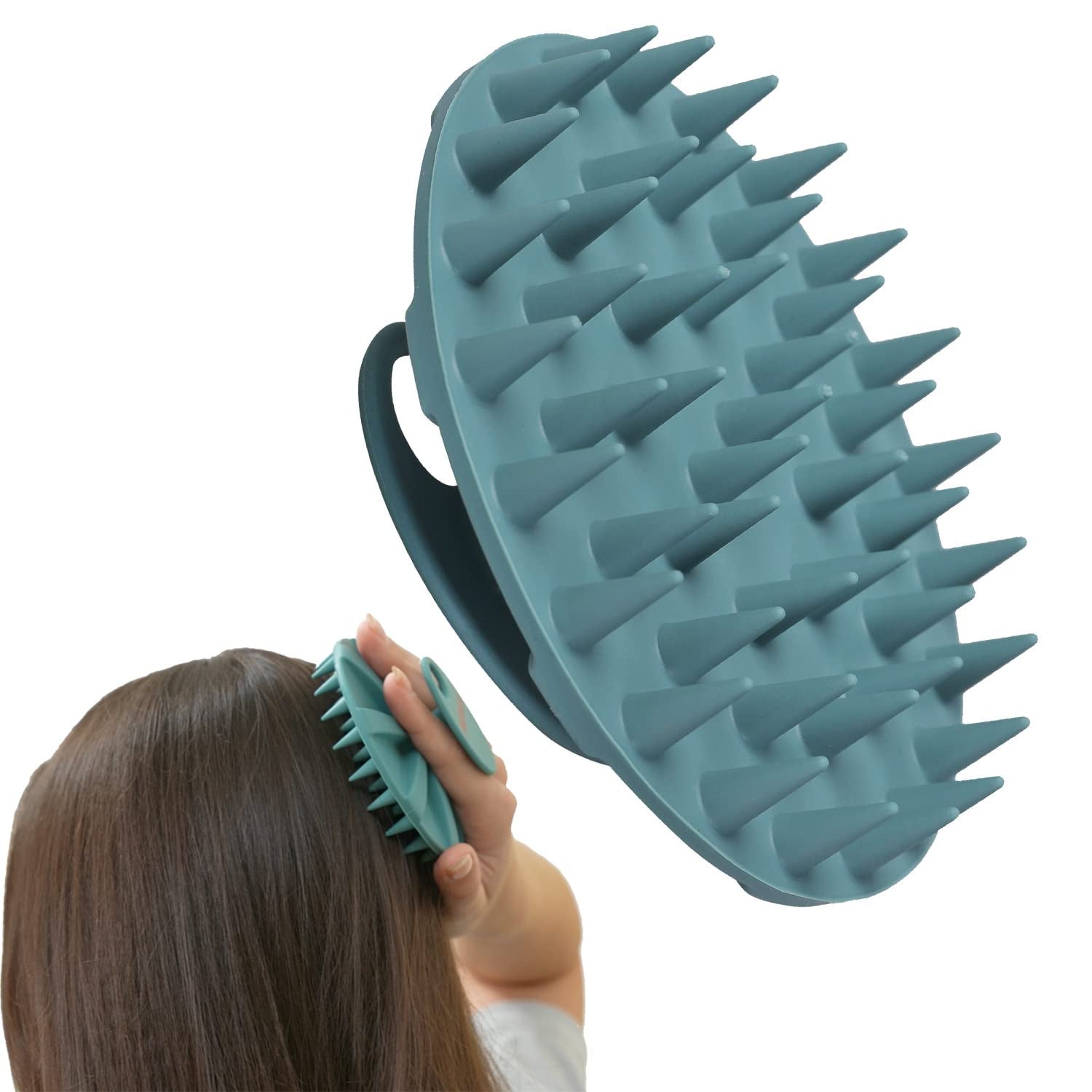 Revitalize Your Scalp with Our Dark Green Scalp Massager Shampoo Brush - Perfect for Hair Growth and Dandruff Relief