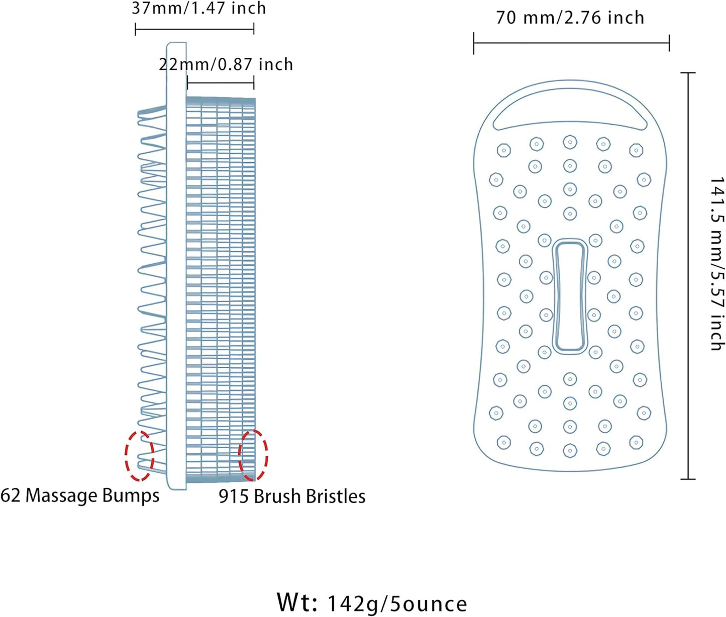 2 PC Silicone Body Scrubber, 2 in 1 Exfoliating Shower Bath Scrubber, Soft Silicone Loofah for Sensitive Skin, Shower Hair Scalp Massager, Easy to Clean, Lather Well (Grey&Black)