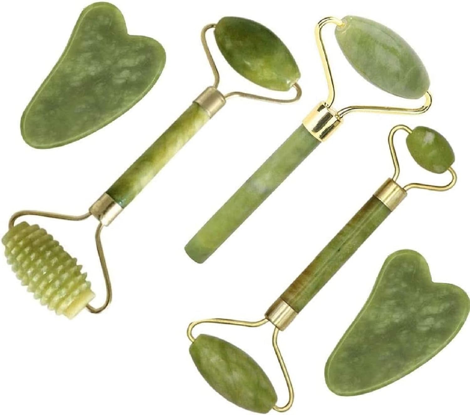 Revitalize Your Skin with the Jade Roller & Gua Sha Set - 5 in 1 Facial Massager Tools for Ultimate Face Sculpting and Skin Care