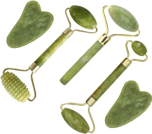 Revitalize Your Skin with the Jade Roller & Gua Sha Set - 5 in 1 Facial Massager Tools for Ultimate Face Sculpting and Skin Care